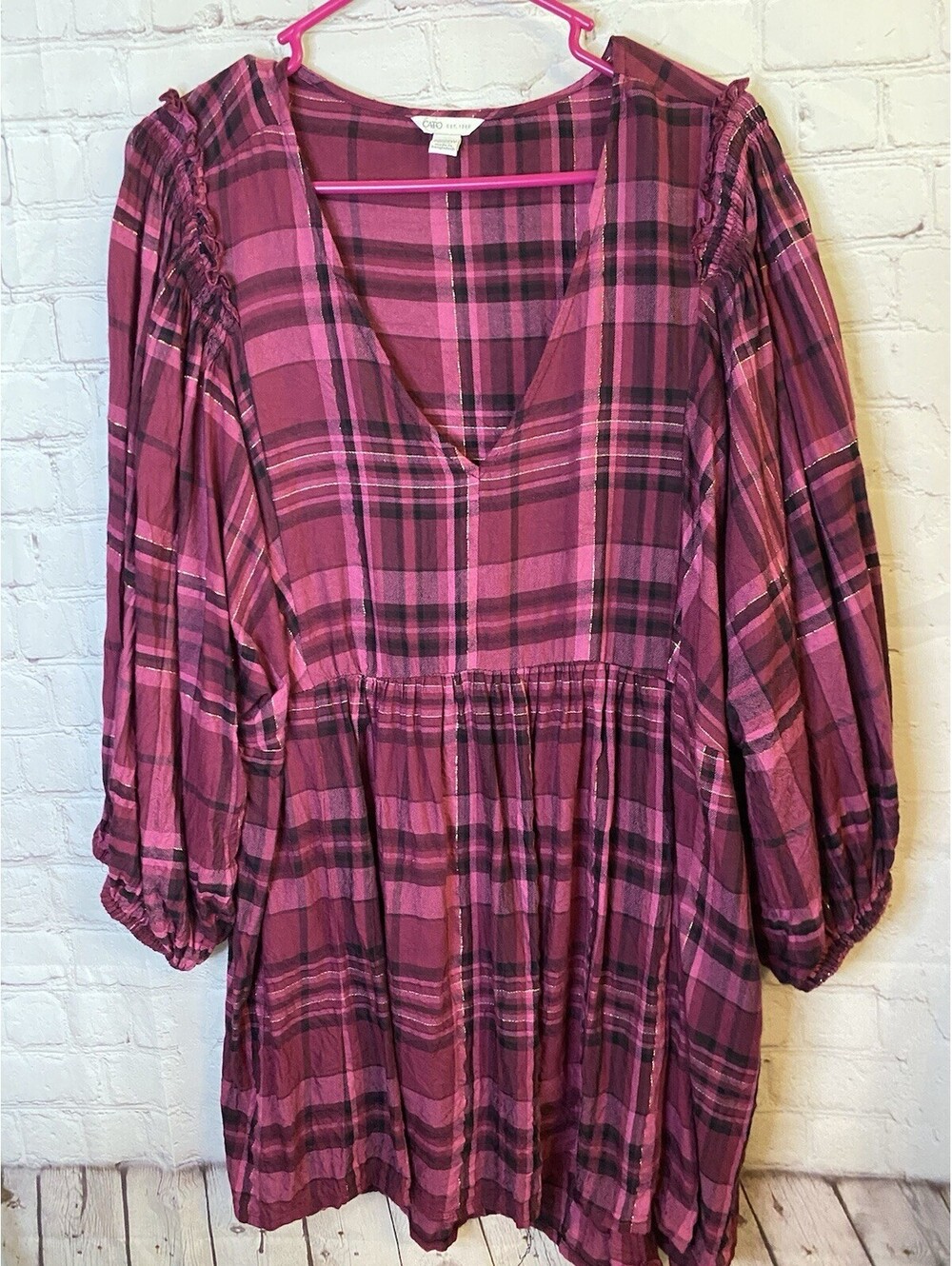 Red Plaid Flannel Tunic Dress Sz 22/24